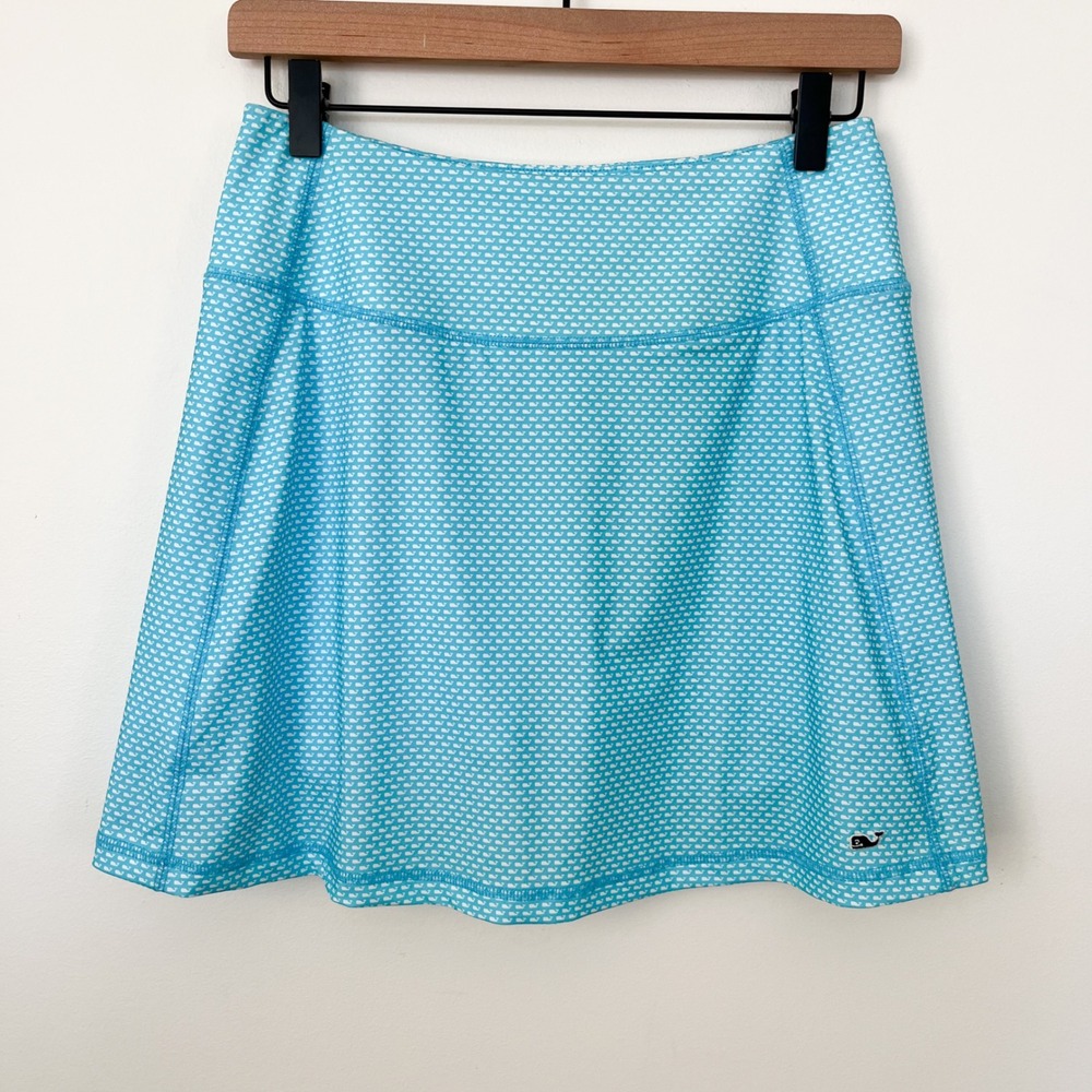 Vineyard Vines Performance Skort Bora Blue Allover Whale Print Womens XS‎